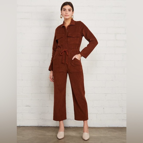 Rachel Pally Pants - Rachel Pally Dylan Corduroy Jumpsuit in Brown Sugar